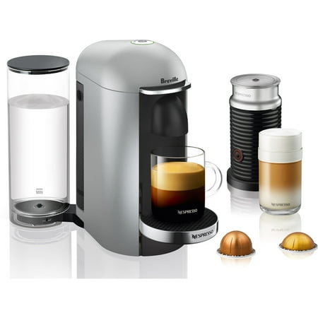 Nespresso VertuoPlus Deluxe Coffee & Espresso Single-Serve Machine in Silver and Aeroccino Milk Frother by (Best Breville Coffee Machine)