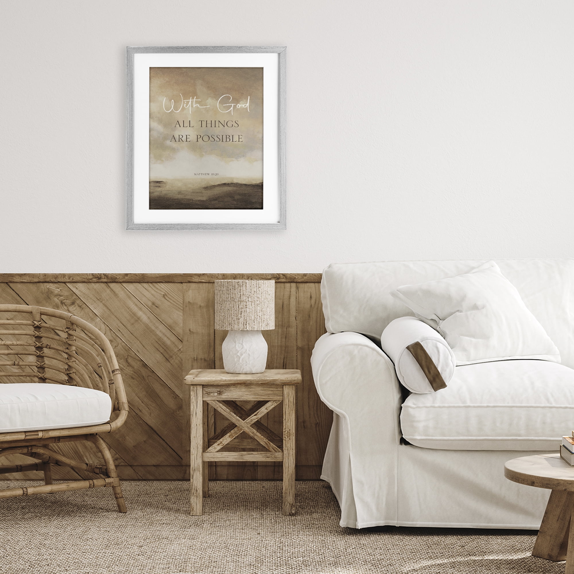 Stupell Industries With God Matthew Proverb Gray Framed Print Under Glass, design by John Spaeth
