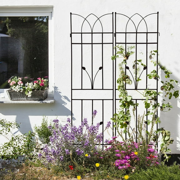 Olurrisa Rust-Proof Tall Plant Trellis 2 Pack - Galvanized Metal Grid for Cucumbers, Blackberries, Vertical Gardening, Easy Assemble & Durable Design