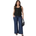 thumbnail image 3 of DARING DIVA Women's Plus Linen Vest Sleeveless Lined Waistcoat Top 1X Black, 3 of 6