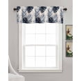 thumbnail image 3 of Navy Blue Palm Leaves Kitchen Valances for Windows Farmhouse Linen Window Valance Curtain for Living Room Window Treatment Tropical Botanical Retro Valance Rod Pocket Topper Drape, 42 x 12 Inch, 3 of 6