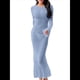 thumbnail image 2 of Vestido de Crochet para Mujer, de Larga, de y Espalda Abierta, Tejido de Punto Azul L, 2 of 8