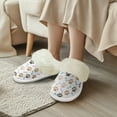 thumbnail image 3 of Chririnla Dog Paw Plush Slippers for Women Casual Bone Print House Slippers with Fur Edges Warm Plush Slippers for Indoor& Outdoor, 3 of 7