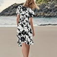 thumbnail image 4 of WTOBBY Women's Summer Casual Fashion Flower Print Dress V Neck Short Sleeve Short Skirt, Playful and Cute for Warm Weather Outings,White XL, 4 of 4