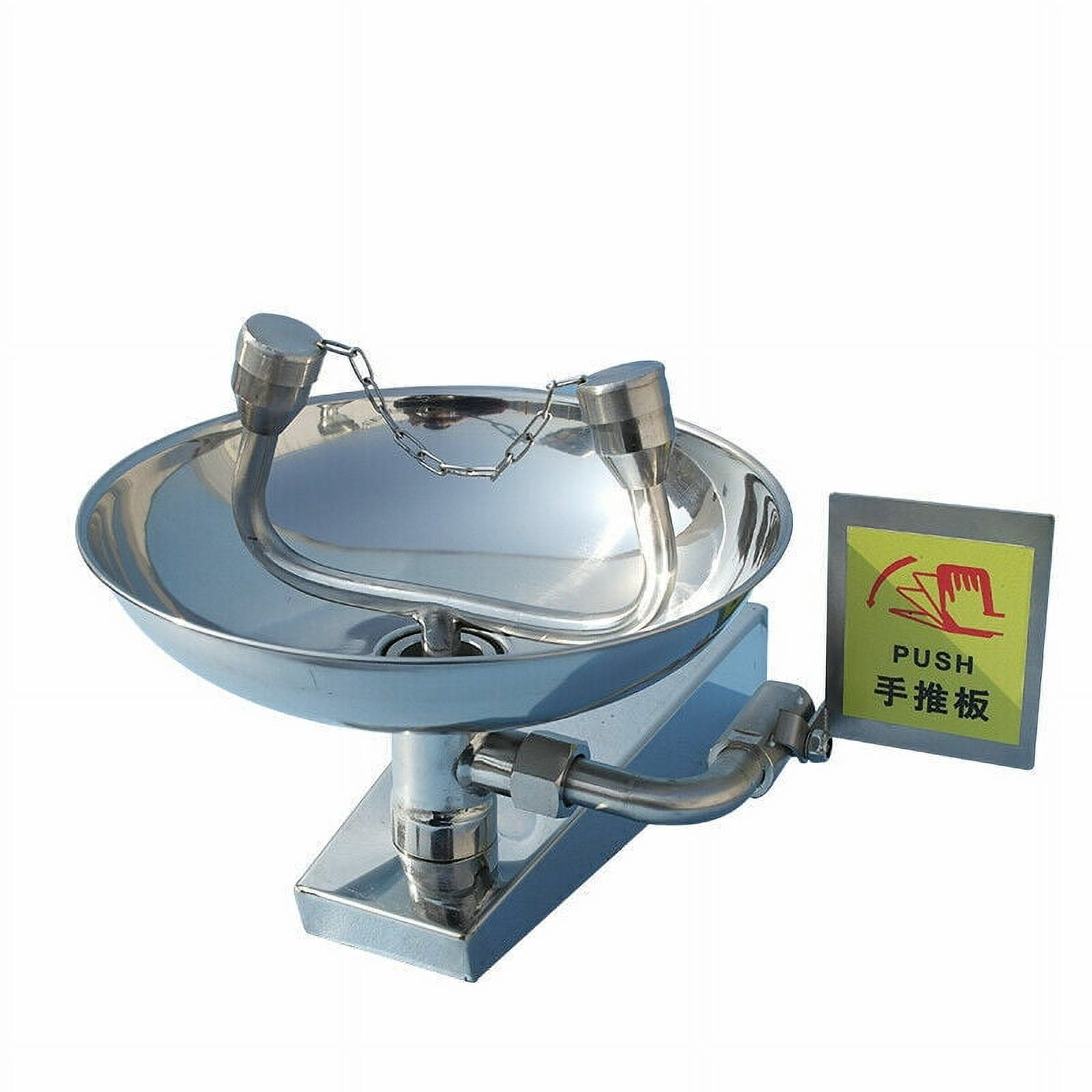 TOPCHANCES Eye Wash Station, Wall-Mounted Emergency Eyewash Station with Covers Faucet & Push Plate