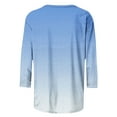 thumbnail image 4 of Womens Tops Plus Size 3/4-sleeved Round-neck Gradient Printing Casual T-shirt Loose Top Light Blue XL, 4 of 5