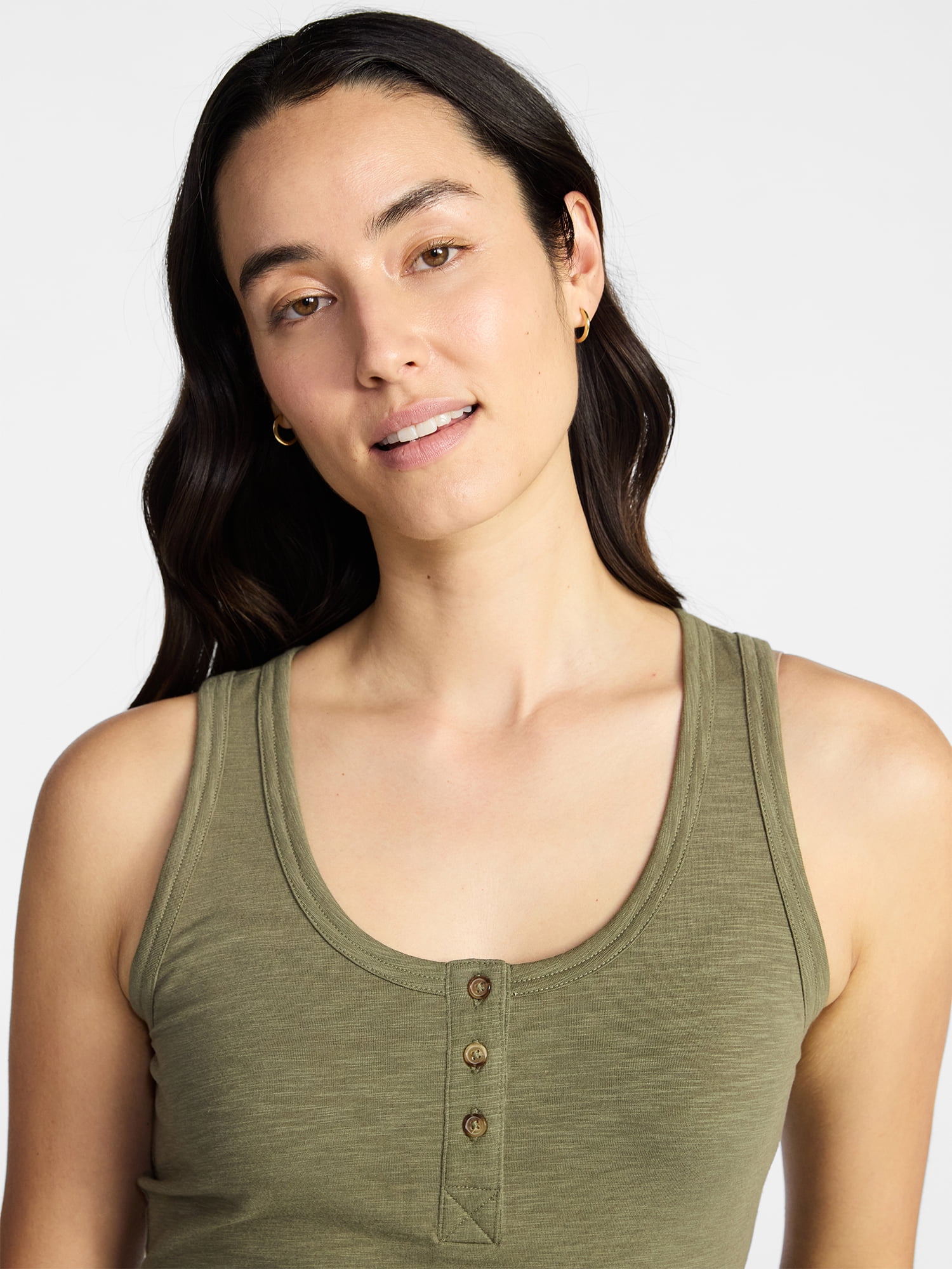 Time and Tru Women’s Slub Henley Tank Top, sizes XS-XXXL
