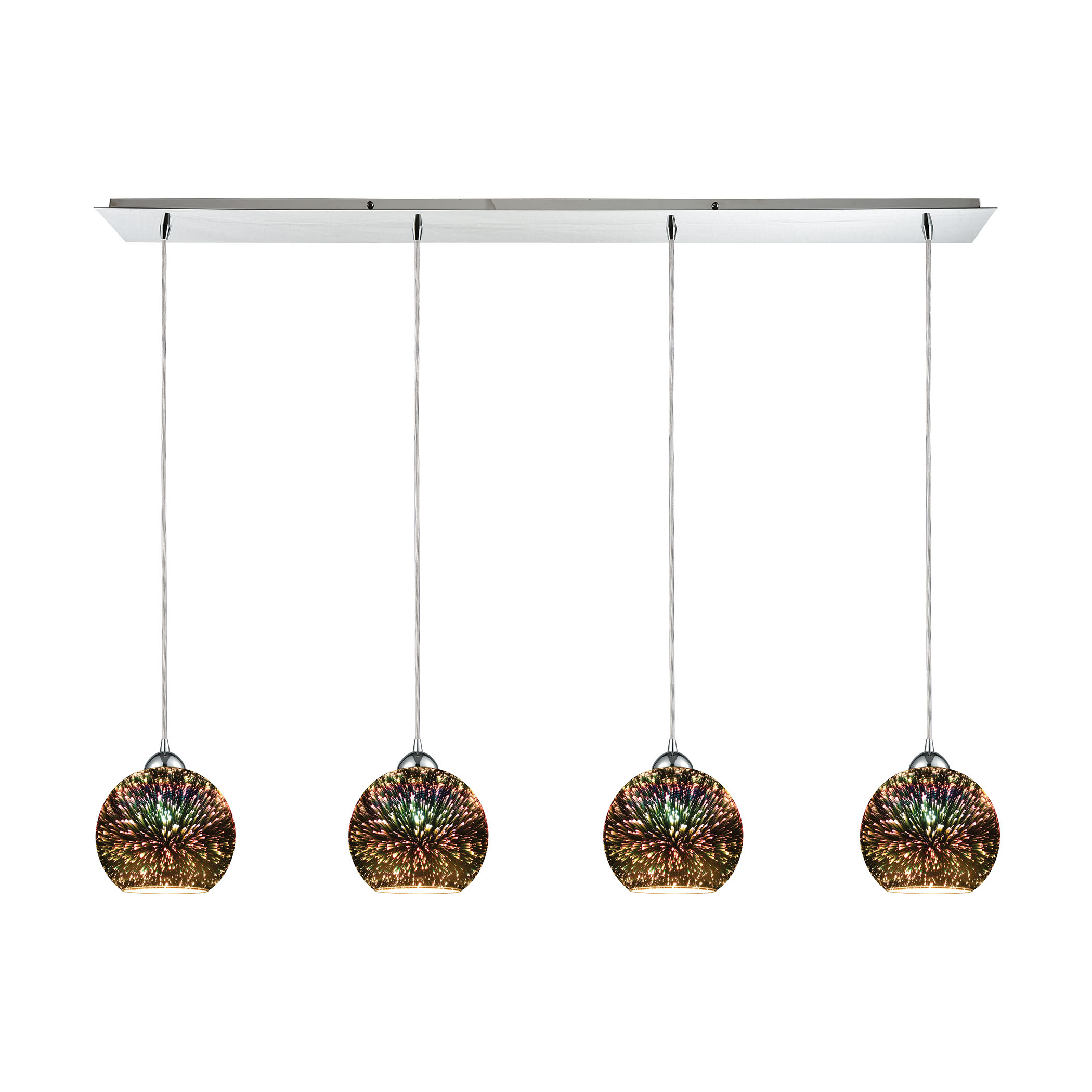 Illusions 4Light Linear Pendant Fixture in Polished Chrome with 3D
