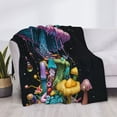 thumbnail image 3 of Honeii Colorful Mushroom print throw blanket, crafted from cozy cotton flannel, offers versatile home decor as a bedding suitable for all seasons.-50"x40", 3 of 6