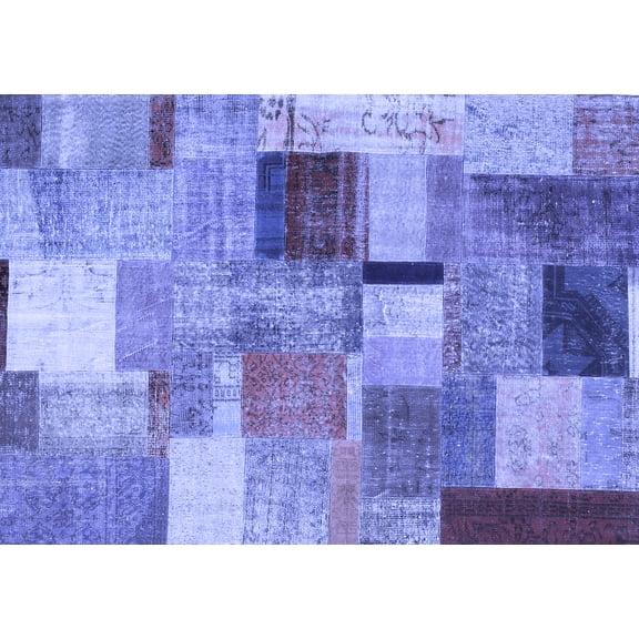 Ahgly Company Indoor Rectangle Patchwork Blue Transitional Area Rugs, 3' x 5'