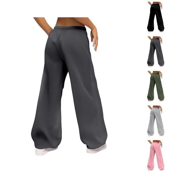 Casual Wide Leg Sweatpants Low Rise Pants With Drawstring Elastic Waistband And Side Pockets For Comfortable Everyday Wear