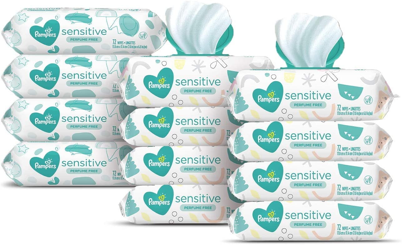 Pampers Sensitive Baby Wipes Water-Based Baby Diaper Wipes 9x Pop-Top 504 Ct 