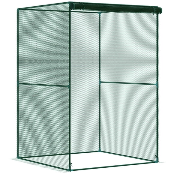Outsunny Cage de Culture 4 Pieds x 4 Pieds, Protecteur de Plantes avec Porte à Glissière, Vert Foncé