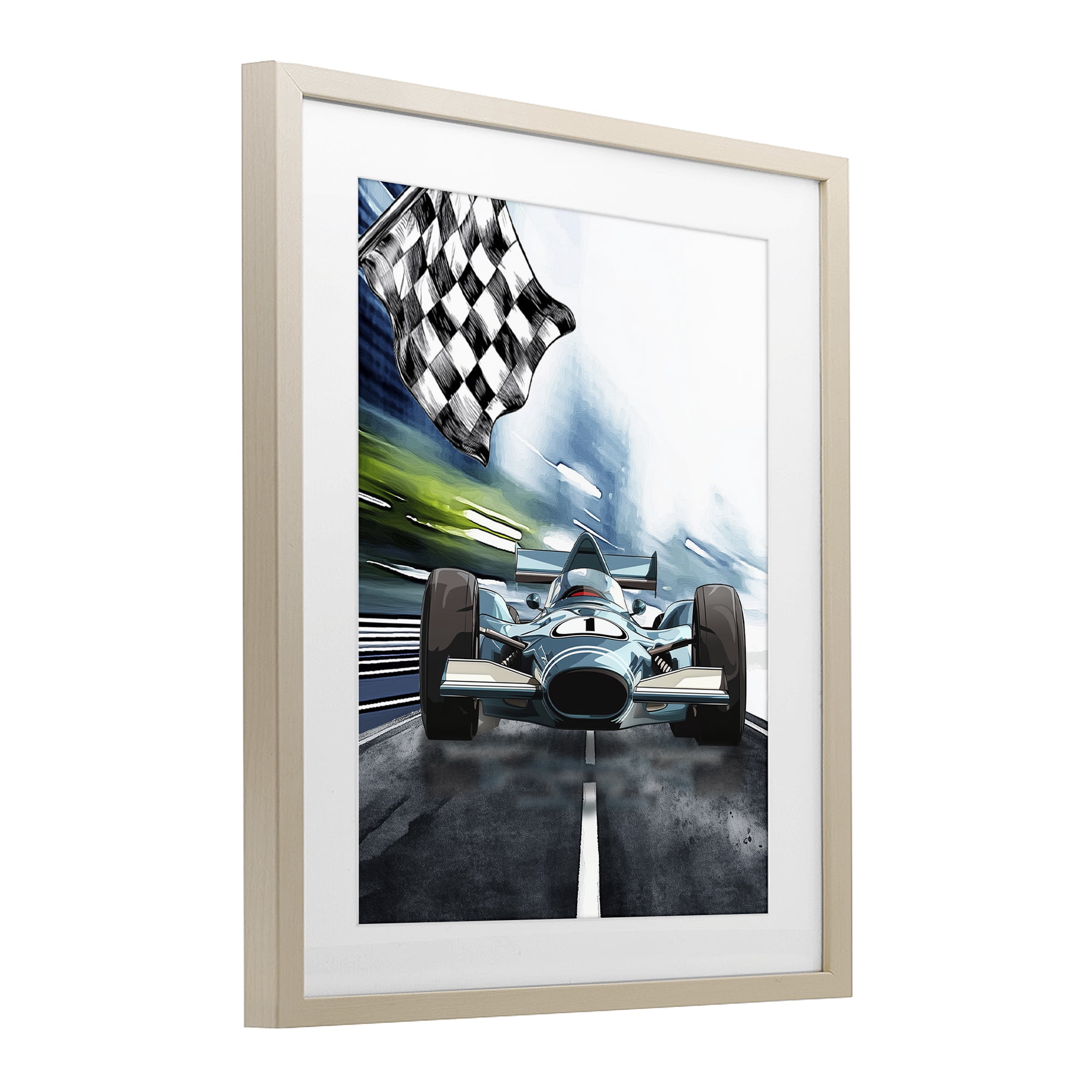 Stupell Industries Racecar Set Go Birch Framed Print Under Glass, design by Christine Simpson Art
