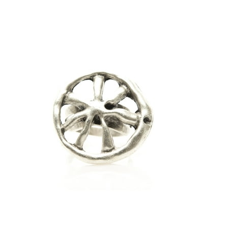 - Wheel Antique Silver Plated Adjustable Ring