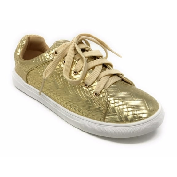Forever Young Women's Metallic Weaved Textured Lace up Sneakers