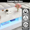thumbnail image 6 of Modern LED Coffee Table with Drawer Storage, 43" White Coffee Tables, Living Room Center Table Sofa Table with Open Display Shelf (White), 6 of 9