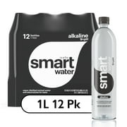 smartwater alkaline premium vapor distilled enhanced water, 33.8 fl oz, 12 count bottles