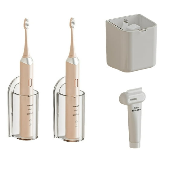 No Drill Electric Toothbrush Rack With 2 Slots And 1 Toothpaste Holder