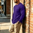 thumbnail image 2 of Fabrcox Men's Long Sleeve Shirt Crew Neck Mens Undershirt Casual Lightweight Athletic Mens Big and Tall Shirt with Chest Pocket Purple S, 2 of 8