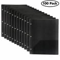thumbnail image 3 of 100 Pack Two Pocket Plastic Translucent 3-Ring Hole Punch Folders, 11.5”L x 9.5”W for Filing / Storing Paper Work, Black, 3 of 6