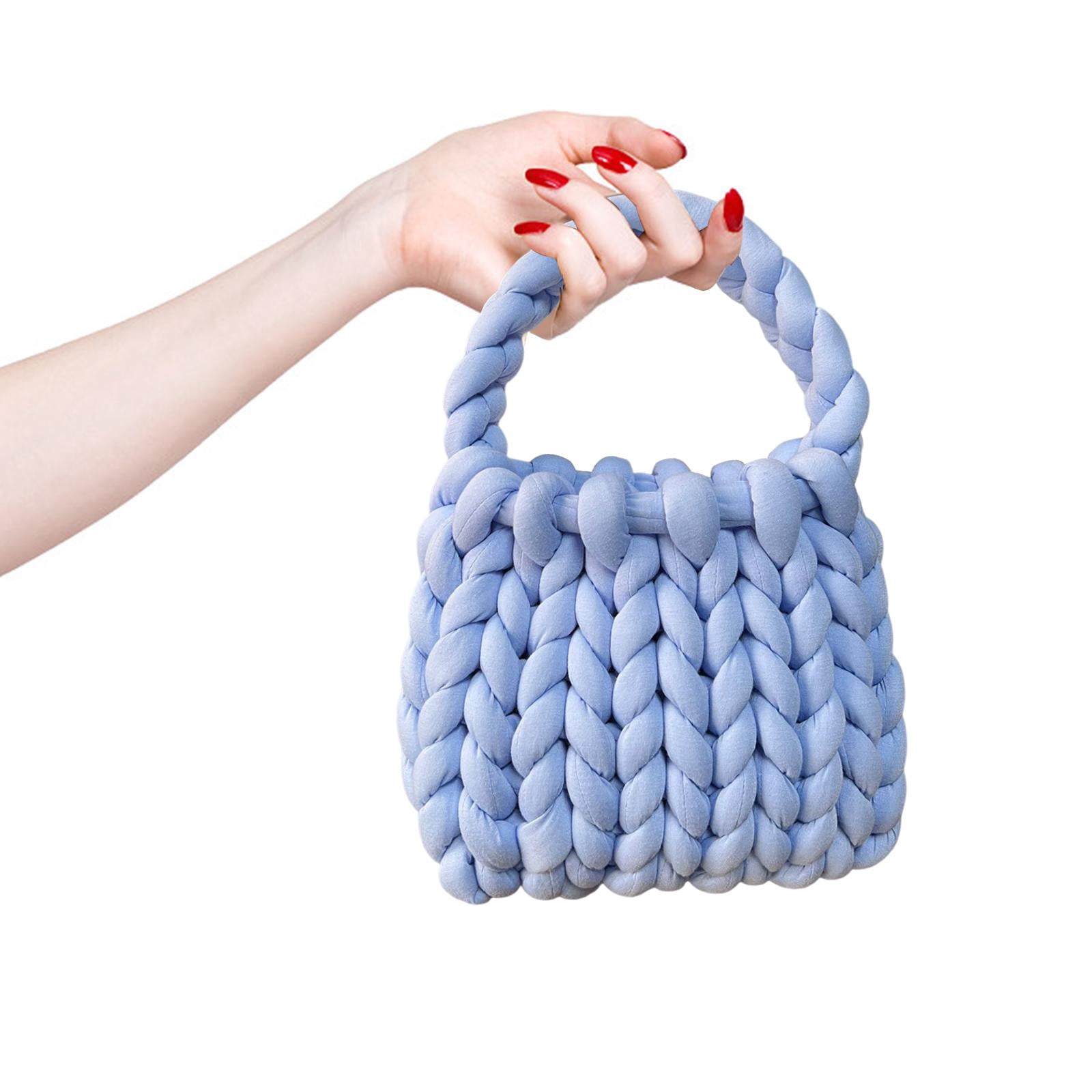 FVDPWYE Women Crochet Bag Clutch Purse Female Shopping Bag Knit Clutch Wallet Knit Purse blue
