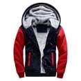 thumbnail image 5 of Jackets for Men Casual Fleece Hooded Zip Up Color Block Regular Fit Outdoor Jacket, 5 of 6