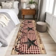 thumbnail image 5 of 2x6 Washable Runner Rug, Country Stars Non-Slip Hallway Runner for Entryway Kitchen Bedroom, Vintage Rust Black Star Red Plaid Brown Wood Grain Indoor Carpet Runner Floor Mat, 5 of 9