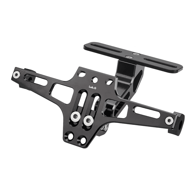 Soporte Placa Universal Para Moto Ajustable Con Luces Led Lab.G, Negro
