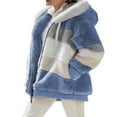 thumbnail image 2 of Womens Long Sleeve Outerwear Hoodie Patchwork Coat Fleece Zip Overcoat Plus Size, 2 of 2