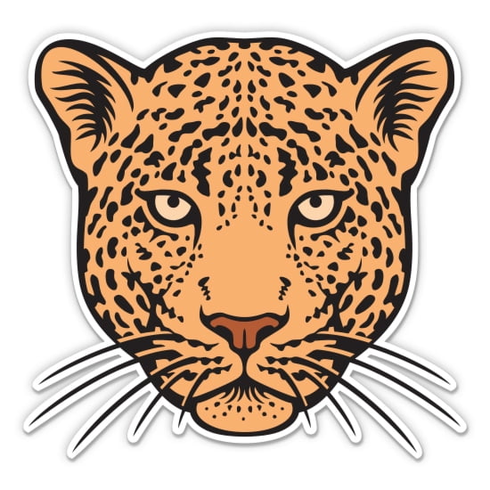 Leopard Head Big Cat - 3" Vinyl Sticker - For Car Laptop Water Bottle Phone - Waterproof Decal