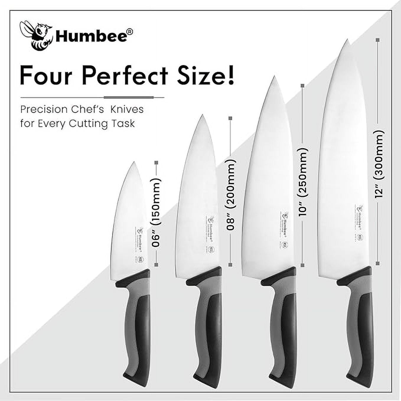 Humbee 6-Inch Chef Knife Razor-Sharp Blade Kitchen Knife with Comfortable Grip Handle, Cool Grey DT-10 Series