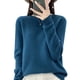 thumbnail image 5 of Suéter de punto de lana pura para mujer, fino, de cuello redondo, manga larga, holgado, camisa de base de lana, 5 of 5