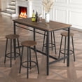 thumbnail image 2 of SYNGAR 5 Piece Bar Table Set, Kitchen Counter Height Table with 4 Stools, Space Saving Pub Table Set for 4 Person with Metal Frame, Wood Dining Table & Chair Set for Breakfast Nook Pub Bistro, B960, 2 of 9