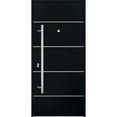 thumbnail image 4 of Front Exterior Prehung Steel Door / Deux 6083 Black Enamel / Stainless Inserts Entry Metal Modern Painted W36" x H80" Left hand Inswing, 4 of 5