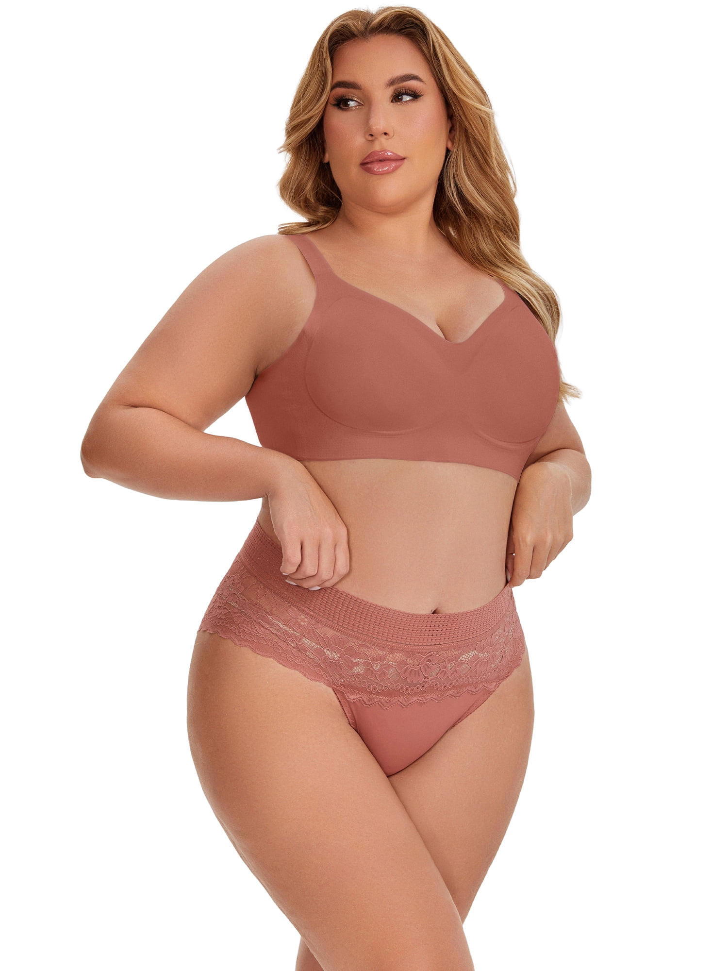DARING DIVA Women's Lace High Cut Briefs Full Coverage High Waisted Underpants XXL Orange