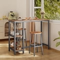 thumbnail image 2 of Aiho 3-Piece Bar Table Set with 3 Storage Shelves for Dining Room, Retro, 2 of 8