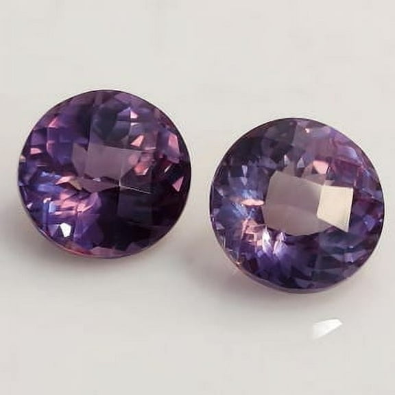Natural Alexandrite Gemstone Pair 26 Carat Round Checkerboard Cut Loose