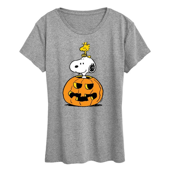 Peanuts - Snoopy Woodstock Pumpkin - Women's Short Sleeve Graphic T-Shirt