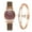 Brown, variant on Xinyolin 2Pcs/Set Women Watch Bracelet Kit Round Dial Numerals Pointer Shiny Accurate Decorative Gift Ladies Quartz Wristwatch Rhinestone Bangle for Daily Life