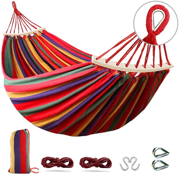 Greenpod Hammocks Portable Camping Hammock Upgraded 550lb Comfortable Fabric Hammock with Two Anti Roll Balance Beam and Sturdy Tree Straps for Camping, Patio, Backyard, Outdoor