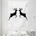 thumbnail image 1 of Deer Hunting Tapestry, Monochromatic Two Reindeer Silhouette Illustration Plain Background, Wall Hanging for Bedroom Living Room Dorm Decor, 60"W X 80"L, Charcoal Grey White, by Ambesonne, 1 of 2