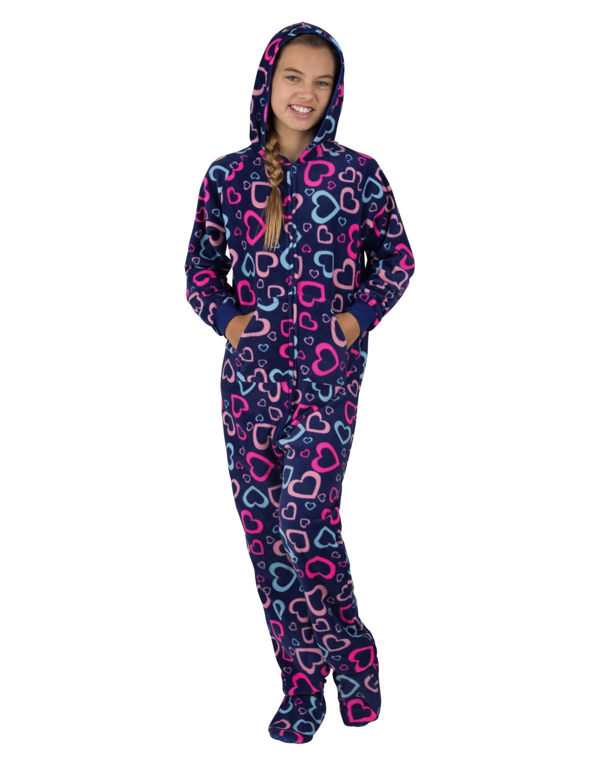 Footed Pajamas Footed Pajamas Hearts of Love Kids Hoodie Fleece