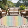 thumbnail image 5 of Rainbow Stripes Round Living Room Rugs 5 ft, Colorful Watercolor Linen Texture Washable Area Rug with Non-Slip Sturdy Edge Binding Round Carpet for Entryway Kitchen Bedroom Bathroom, 5 of 9