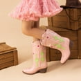 thumbnail image 2 of BURUDANI Girls Mid-Calf Cowboy Boots Square Toe Western Boots with Low Heel for Little & Big Kids, 2 of 5