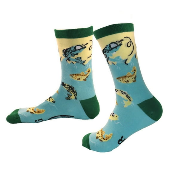 Funny Saying Print Fishing Gift Cotton Crew Socks For Men Grandpa Father Day