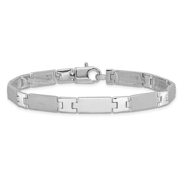 Mens Sterling Silver Brushed Link Bracelet 8.5 Inches