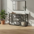 thumbnail image 5 of Garvee 55" Industrial Entryway Table with 5-Tier Storage, o-Shaped Metal Frame Console Table for Small Foyer/Living Room, Rustic Narrow Sofa Table with Open Shelves for Entry Hallway and Home Office, 5 of 6