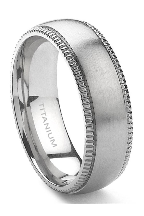 Titanium 8mm Milgrain Comfort Fit Mens Wedding Band Ring Sz 8.0
