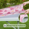 thumbnail image 6 of Pink Christmas Tree Square Fitted Tablecloth with Elastic Edge,Square Table Cover,Washable Elastic Table Cover for Home Kitchen Party Decor 36"x36", 6 of 6
